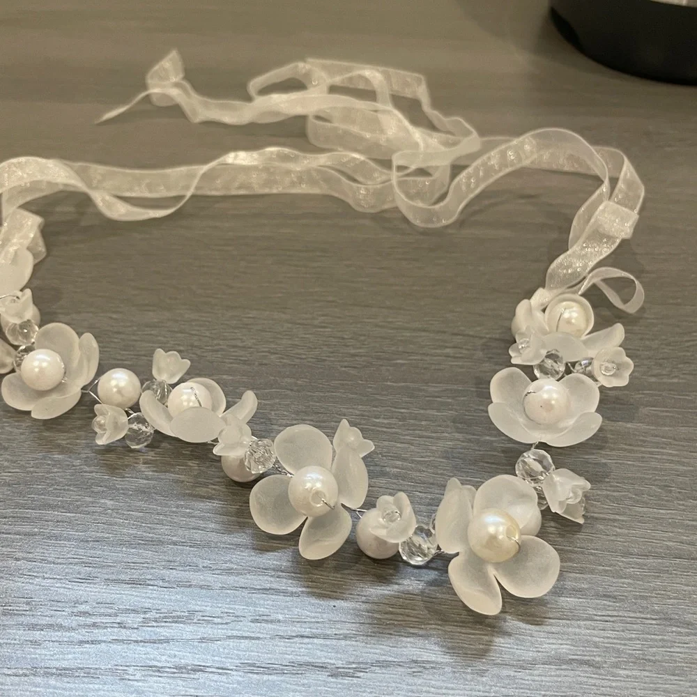 Flower Girl Hair Pearl Headpiece AND Rhinestone Tiera